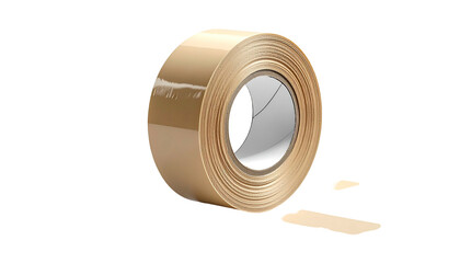 Brown packing tape roll, ready for use, isolated view