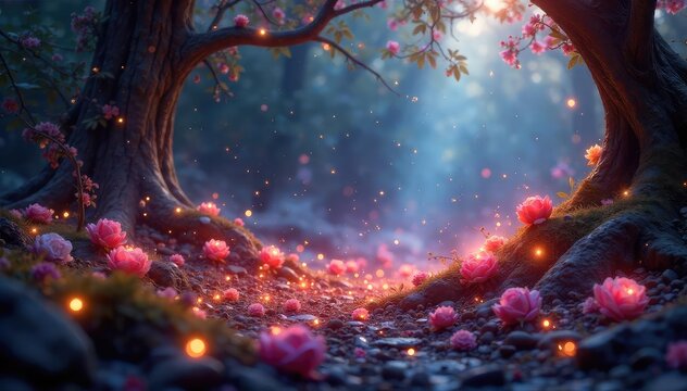 A whimsical scene filled with shimmering, sparkling magic; enchanting dust motes dance in beams of light, casting an ethereal glow on mystical objects , invisible, energy