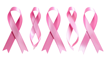Five pink ribbons symbolizing support for breast cancer awareness