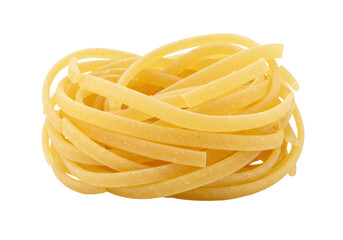 Isolated pile of dried Italian spaghetti pasta for cooking, on a no background surface