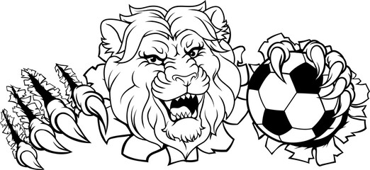 Lion Soccer Football Animal Sports Team Mascot