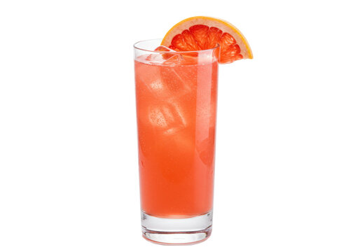 Isolated refreshing grapefruit cocktail in a tall glass, perfect for hot summer days