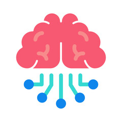 Brain Flat Icon | AI, Intelligence, and Creative Thinking Vector Illustration for Web, App, and Education Design