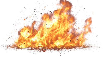 Fiery explosion with debris and smoke billowing outwards in a dynamic and powerful display