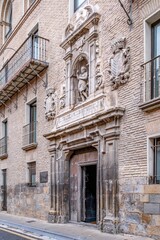 Fototapeta premium Baroque Style Facade of Historic Casa Seminario Building, Pamplona, Old Town, Navarre, Spain