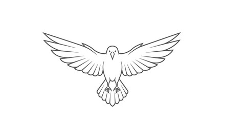 Naklejka premium Elegant outline drawing of a dove in full flight symbolizing peace and freedom in delicate artwork