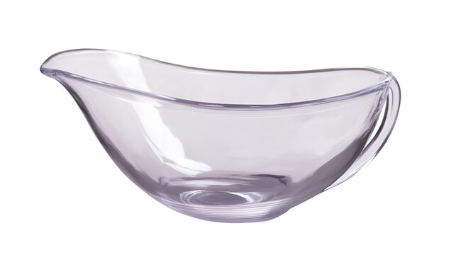 Elegant clear glass gravy boat for culinary presentations