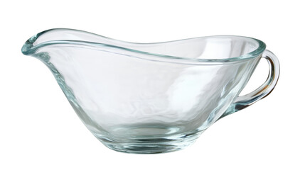 Elegant clear glass gravy boat with handle for serving sauces