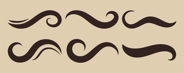 Clean Minimalist Swoosh & Swash Vector Elements Set. Hand drawn Vector swash underlines. Squiggly flourishes and doodle curved element. 