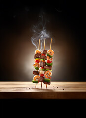 꼬치, 꼬치구이, 술안주, 소풍, 야외 음식, 길거리 음식, 먹을것, 성탄, 야채, 굽다, 바베큐, 고기꼬치