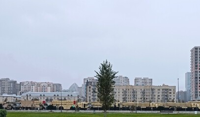 Azerbaijan military vehicles.Parade for the victory day .Baku , 4 november 2025. High quality photo