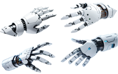 robotic hand on transparent background