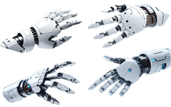 robotic hand on transparent background
