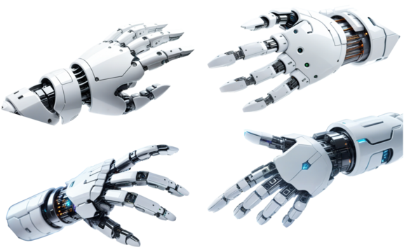robotic hand on transparent background