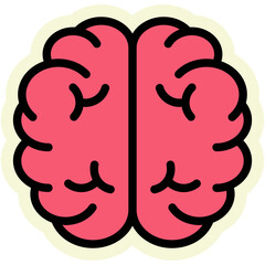 Brain Sticker Icon | AI, Intelligence, and Creative Thinking Vector Illustration for Web, App, and Education Design