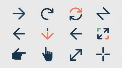 Set of 10 Vector Directional Arrows and Pointing Icons