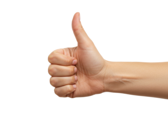 Isolated hand giving a thumbs up gesture, expressing approval, agreement, and positivity