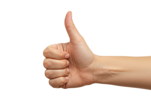 Isolated hand giving a thumbs up gesture, expressing approval, agreement, and positivity