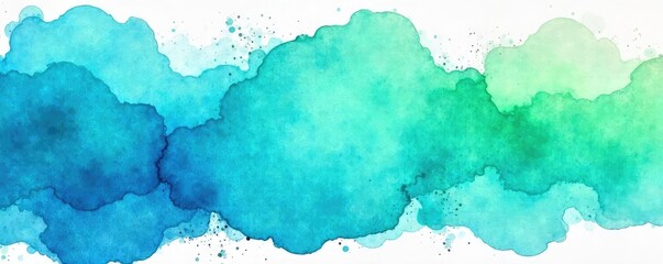 Vibrant abstract watercolor wash in blues and greens, perfect for event flyers, promotions, or announcements Ideal for eco-friendly, health, or summer themes , modern, party, spring