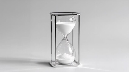 Beginning with chamber nearly full, double-bulb hourglass trickling sand forming mound on tabletop - Powered by Adobe