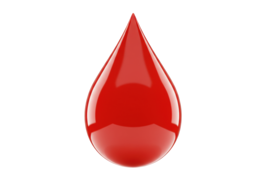 Isolated Red Liquid Drop, Graphic Design Element for Medicine, Science, or Blood Donation