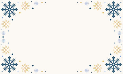 Fototapeta premium Snowflakes seamless border. Snowflakes seamless pattern. Snow border frame. Template for winter design. Vector illustration