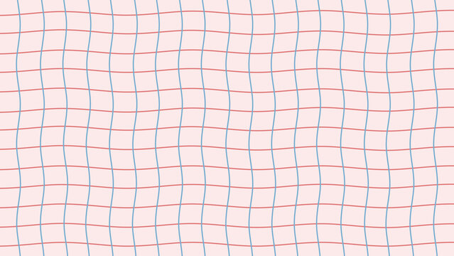 ピンクと青の波打つ格子パターンの抽象背景｜韓国風,グリッド, 幾何学模様, ストライプ, 波線	