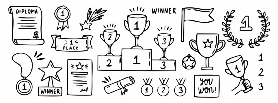 Awards winner doodle hand dra...