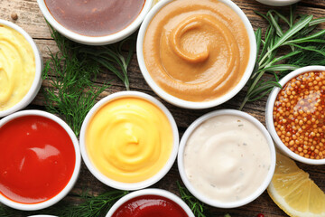 Different Sauces Bowls And Ingredients