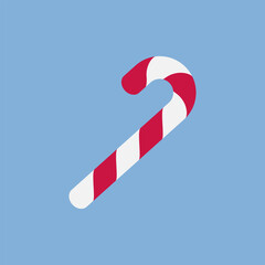 Candy cane with red and white striped. Winter greeting card. Design element for greeting card. Vector illustration