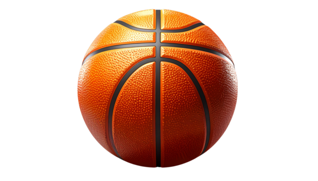 Realistic basketball with bumpy orange surface, isolated on transparent background, PNG format - Powered by Adobe