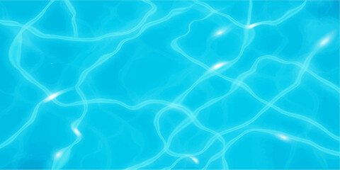Clear blue swimming pool water surface with a cool ripple pattern and sun reflection