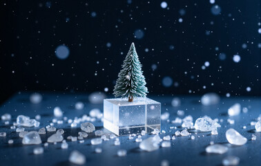 christmas tree with ice