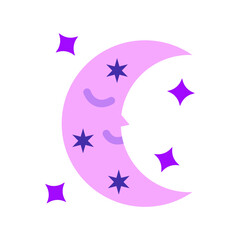 Crescent Moon Flat Icon | Boho Magic and Celestial Elements for Spiritual and Halloween Designs
