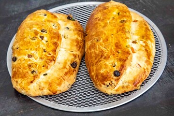 Traditional German stollen, a sweet Christmas bread.
