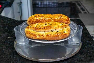 Traditional German stollen, a sweet Christmas bread.