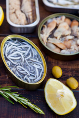 Assortment of open tin cans