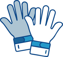 Two light blue construction gloves with dark blue outlines work protection