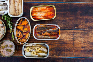 Assortment of open tin cans