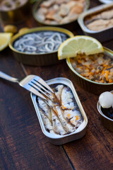 Assortment of open tin cans