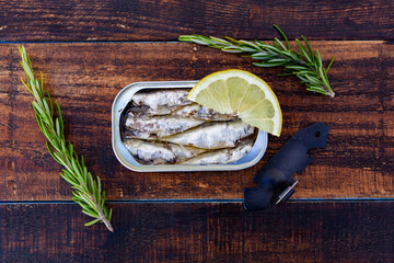 Can of canned oil sardines
