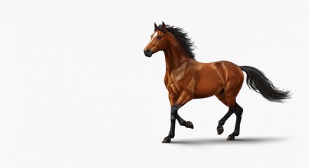 白背景の走る馬・干支午年の年賀デザイン素材