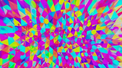 Starting kaleidoscopic triangles and circles pulsing and shifting in digital space, abstract mosaic - Powered by Adobe