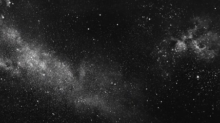 Fototapeta premium Black and white grunge texture background, grainy starry night effect with depth of field and vintage aesthetic for sci-fi designs.