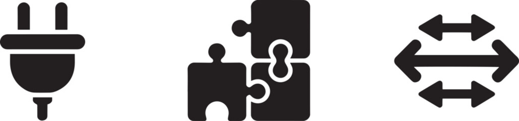 Power plug icon electric cable connector symbol electricity concept flat design black vector