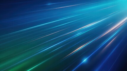 Abstract blue and green light streaks with lens flare effect