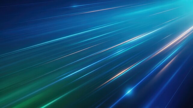 Abstract blue and green light streaks with lens flare effect
