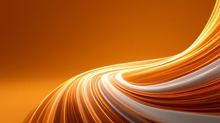 Orange dynamic wave light streaks flowing along lower right corner with large smooth blank gradient background for energetic commercial presentation, modern marketing template layout