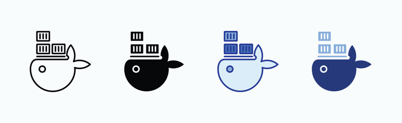 Docker icon sheet multiple style collection isolated vector