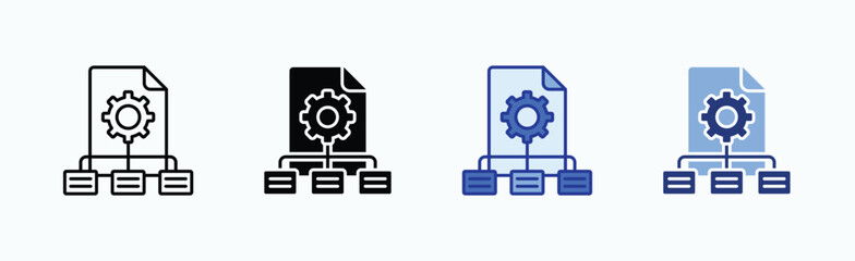 Framework icon sheet multiple style collection isolated vector